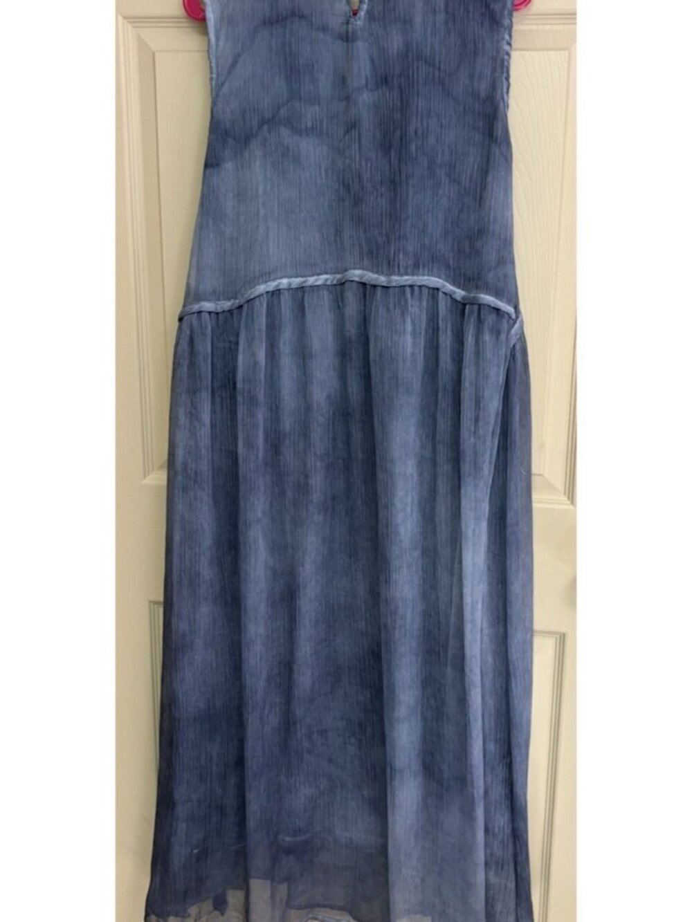 Fincati blue maxi dress size M denim look Flowing Sleeveless 36" Bust - Picture 3 of 7